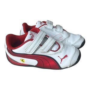 Toddler PUMA DRIFT CAT KIDS White Red Trainers Sneakers Size 9 Strap Closure